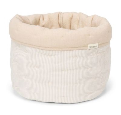 Καλάθι αλλαξιέρας  Little Dutch καπιτονέ μεγάλο Pure Soft Beige Stripes στο Bebe Maison
