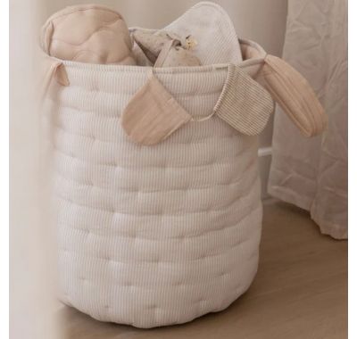 Καλάθι αποθήκευσης Little Dutch μεγάλο Pure Soft Beige Stripe στο Bebe Maison