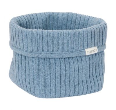 Καλάθι αλλαξιέρας  Little Dutch πλεκτό μικρό  Pure Denim Blue στο Bebe Maison