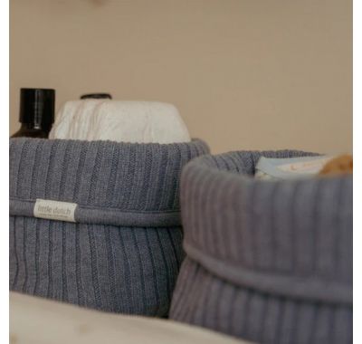 Καλάθι αλλαξιέρας  Little Dutch πλεκτό μικρό  Pure Denim Blue στο Bebe Maison