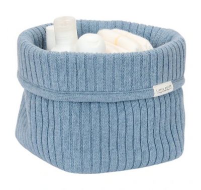 Καλάθι αλλαξιέρας  Little Dutch πλεκτό μικρό  Pure Denim Blue στο Bebe Maison