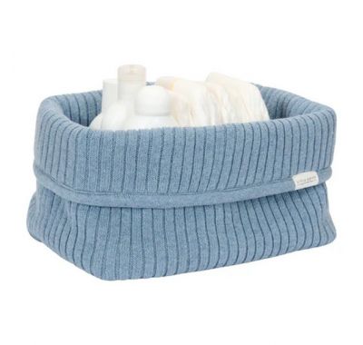 Καλάθι αλλαξιέρας  Little Dutch πλεκτό μεγάλο Pure Denim Blue στο Bebe Maison