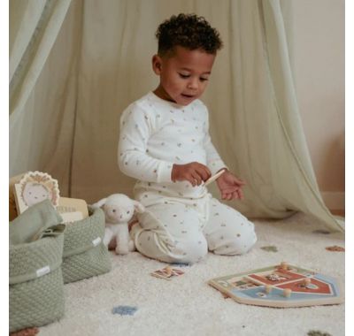 Καλάθι αλλαξιέρας  Little Dutch πλεκτό μικρό Pure Sage στο Bebe Maison