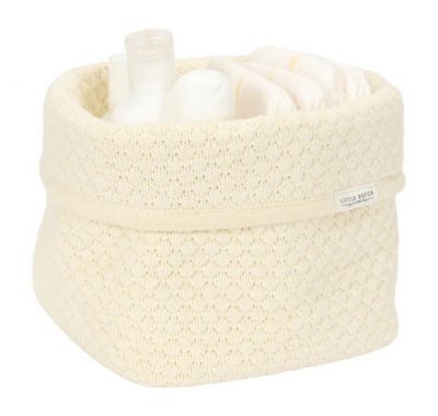 Καλάθι αλλαξιέρας  Little Dutch πλεκτό μικρό Pure Soft White στο Bebe Maison