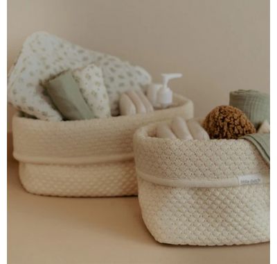 Καλάθι αλλαξιέρας  Little Dutch πλεκτό μεγάλο Pure Soft White στο Bebe Maison
