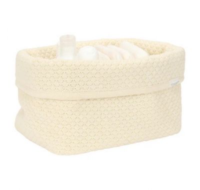 Καλάθι αλλαξιέρας  Little Dutch πλεκτό μεγάλο Pure Soft White στο Bebe Maison
