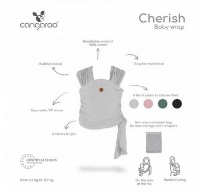 Βρεφικός μάρσιπος Sling Cangaroo Cherish grey στο Bebe Maison