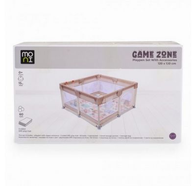 Πάρκο δραστηριοτήτων Moni 120x120εκ με στρώμα Gamezone Grey στο Bebe Maison