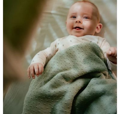 Κουβέρτα πλεκτή Little Dutch με επένδυση fleece Pure Sage 110x140 στο Bebe Maison