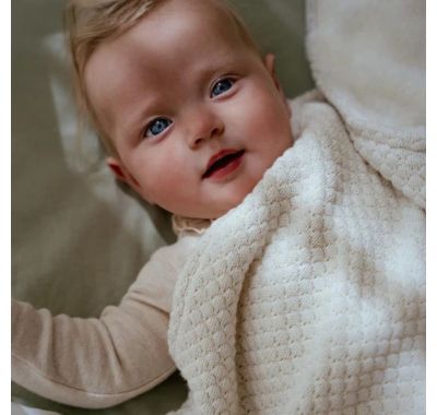 Κουβέρτα πλεκτή Little Dutch με επένδυση fleece Soft White 110x140 στο Bebe Maison