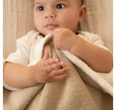 Κουβέρτα πλεκτή Little Dutch με επένδυση fleece Pure Soft Beige 70x100 στο Bebe Maison