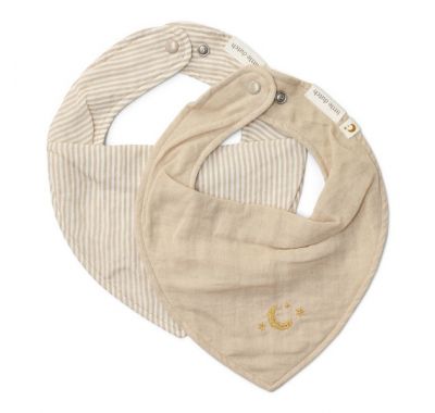 Σετ 2 σαλιάρες-μπαντάνες  Little Dutch Pure Soft Beige στο Bebe Maison