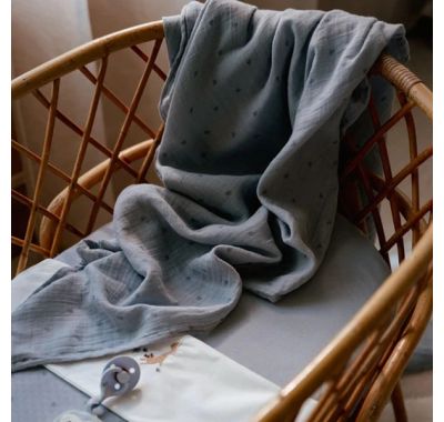 Σετ 2 πανάκια αγκαλιάς Little Dutch από μουσελίνα Pure Denim Blue 70x70 στο Bebe Maison