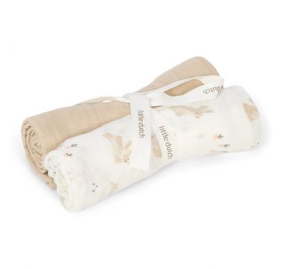 Σετ 2 πανάκια αγκαλιάς Little Dutch από μουσελίνα Baby Bunny 70x70 στο Bebe Maison