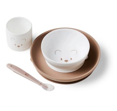 Σετ φαγητού Nattou silicon 4 τεμαχίων Μπεζ στο Bebe Maison