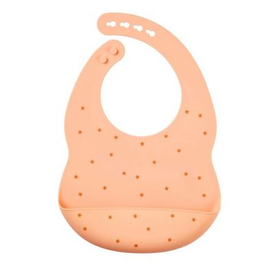 Σαλιάρα σιλικόνης Nattou με τύπωμα Ροδακινί στο Bebe Maison