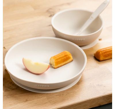 Σετ φαγητού Nattou silicon 3 τεμαχίων απαλό μπεζ στο Bebe Maison