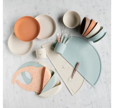 Σετ φαγητού Nattou silicon 4 τεμαχίων με σουπλά Μπεζ στο Bebe Maison