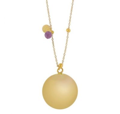Μουσικό μενταγιόν εγκυμοσύνης ProudMama Bola Olivia Gold Chain Αμέθυστος στο Bebe Maison