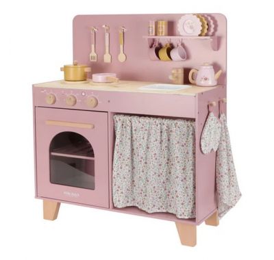 Ξύλινη κουζίνα Little Dutch με αξεσουάρ παιχνιδιού Ροζ FSC στο Bebe Maison