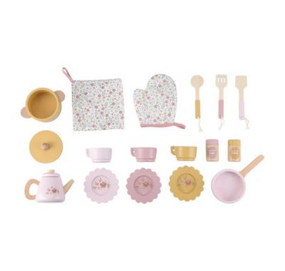 Ξύλινη κουζίνα Little Dutch με αξεσουάρ παιχνιδιού Ροζ FSC στο Bebe Maison