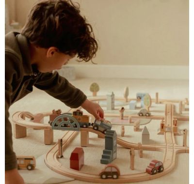 Σετ παιχνιδιού Little Dutch τρενάκι με ράγες και οχήματα XL FSC στο Bebe Maison