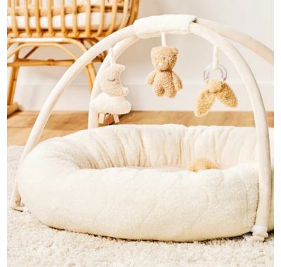 Στρωματάκι δραστηριοτήτων  Nattou με γυμναστήριο & περιμετρικό μαξιλάρι - στρογγυλό Μπεζ στο Bebe Maison