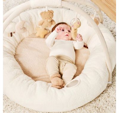 Στρωματάκι δραστηριοτήτων  Nattou με γυμναστήριο & περιμετρικό μαξιλάρι - στρογγυλό Μπεζ στο Bebe Maison