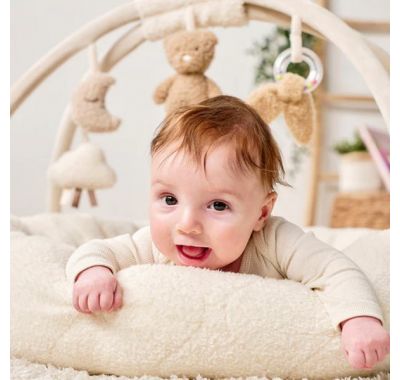 Στρωματάκι δραστηριοτήτων  Nattou με γυμναστήριο & περιμετρικό μαξιλάρι - στρογγυλό Μπεζ στο Bebe Maison