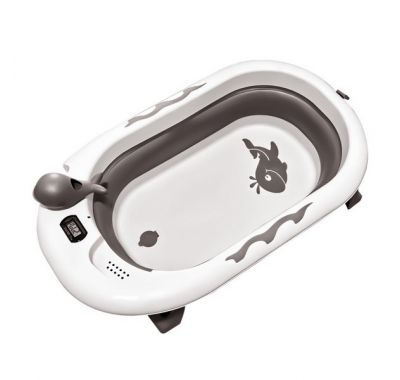 Πτυσσόμενη μπανιέρα Bebe Stars με θερμόμετρο Whale Dark Grey στο Bebe Maison