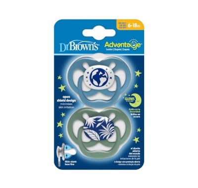 Σετ πιπίλες νυχτός Dr Brown's 6-18 μηνών επίπεδο 2 Advantage boy 2τμχ στο Bebe Maison