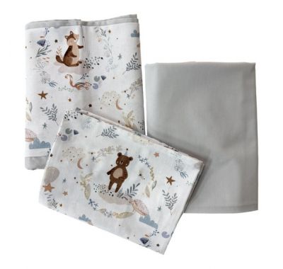 Σετ σεντόνια κούνιας Catriss Silver Friends στο Bebe Maison