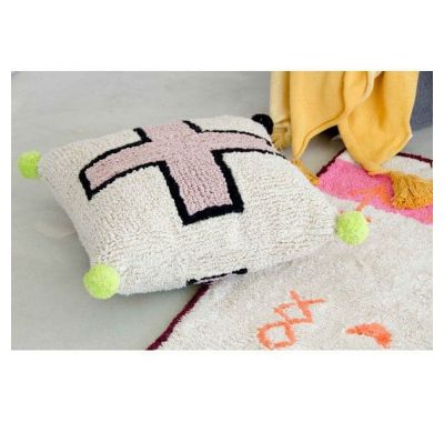 Μαξιλάρι Lorena Canals Cross λευκό-ροζ στο Bebe Maison