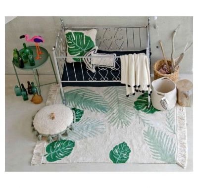 Lorena Canals. Μαξιλάρι Monstera λευκό-πράσινο στο Bebe Maison