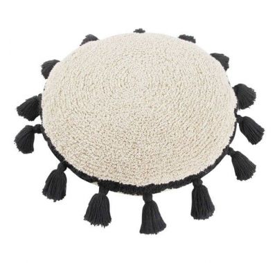 Lorena Canals. Μαξιλάρι στρόγγυλο λευκό-μαύρο στο Bebe Maison