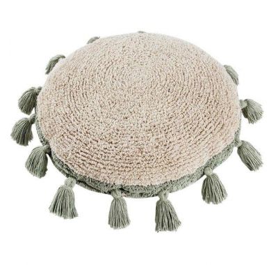 Lorena Canals. Μαξιλάρι στρόγγυλο λευκό-πράσινο στο Bebe Maison