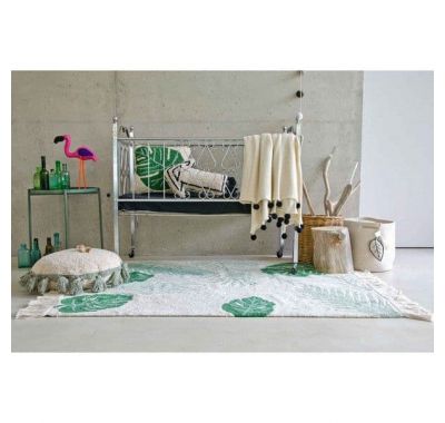 Lorena Canals. Μαξιλάρι στρόγγυλο λευκό-πράσινο στο Bebe Maison