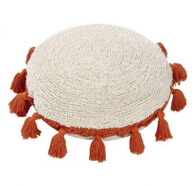 Lorena Canals. Μαξιλάρι στρόγγυλο λευκό-terracota στο Bebe Maison