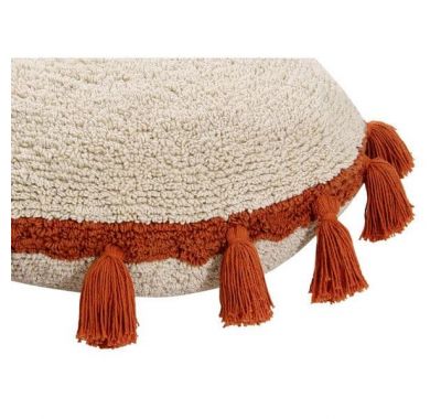 Lorena Canals. Μαξιλάρι στρόγγυλο λευκό-terracota στο Bebe Maison