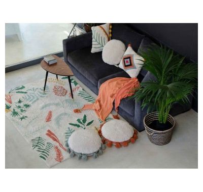 Lorena Canals. Μαξιλάρι στρόγγυλο λευκό-terracota στο Bebe Maison