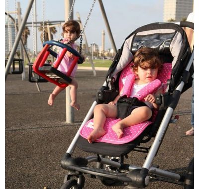 Υφασμάτινο κάλυμμα καροτσιού 2 όψεων με επωμίδες Minene αστέρια φούξια στο Bebe Maison