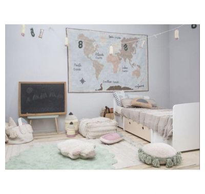 Παιδικό χαλί Lorena Canals Puffy Sheep με μαξιλάρι απαλό πράσινο 140 εκ διάμετρος στο Bebe Maison