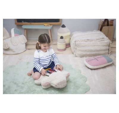 Παιδικό χαλί Lorena Canals Puffy Sheep με μαξιλάρι απαλό πράσινο 140 εκ διάμετρος στο Bebe Maison