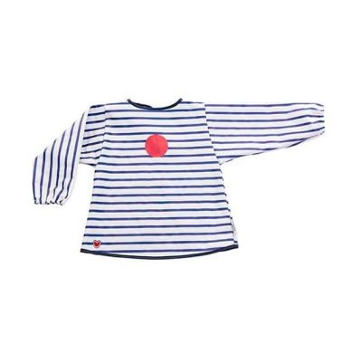 Bib and apron Baby to love waterproof with Blue Navy striped sleeves στο Bebe Maison