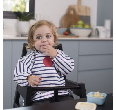 Σαλιάρα και ποδιά Baby to love αδιάβροχη με μανίκια Μπλε Νavy Ριγέ στο Bebe Maison