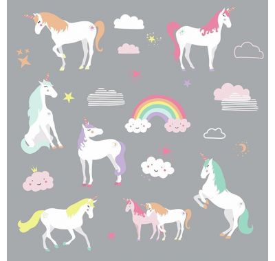 Αυτοκόλλητα τοίχου RoomMates Μονόκεροι & Ουράνια τόξα στο Bebe Maison