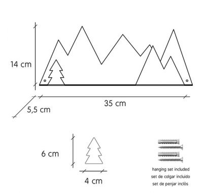 Ράφι τοίχου - βουνοκορφές & αυτοκόλλητα TRESXICS έλατα (απαλό πράσινο) στο Bebe Maison