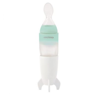 Μπιμπερό σιλικόνης με κουτάλι Kikka Boo Rocket Mint 90ml στο Bebe Maison
