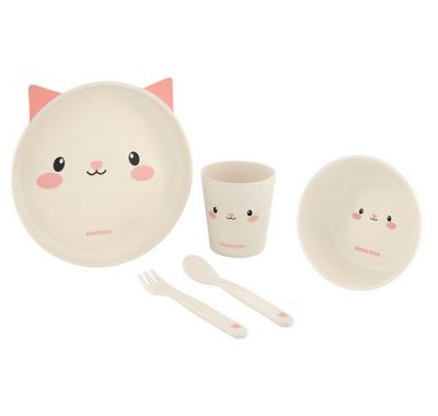 Σετ φαγητού από μπαμπού Kikka Boo Cat Pink στο Bebe Maison