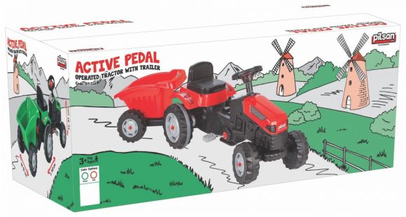Ποδοκίνητο παιδικό τρακτέρ με τρέιλορ Moni Tractor green στο Bebe Maison